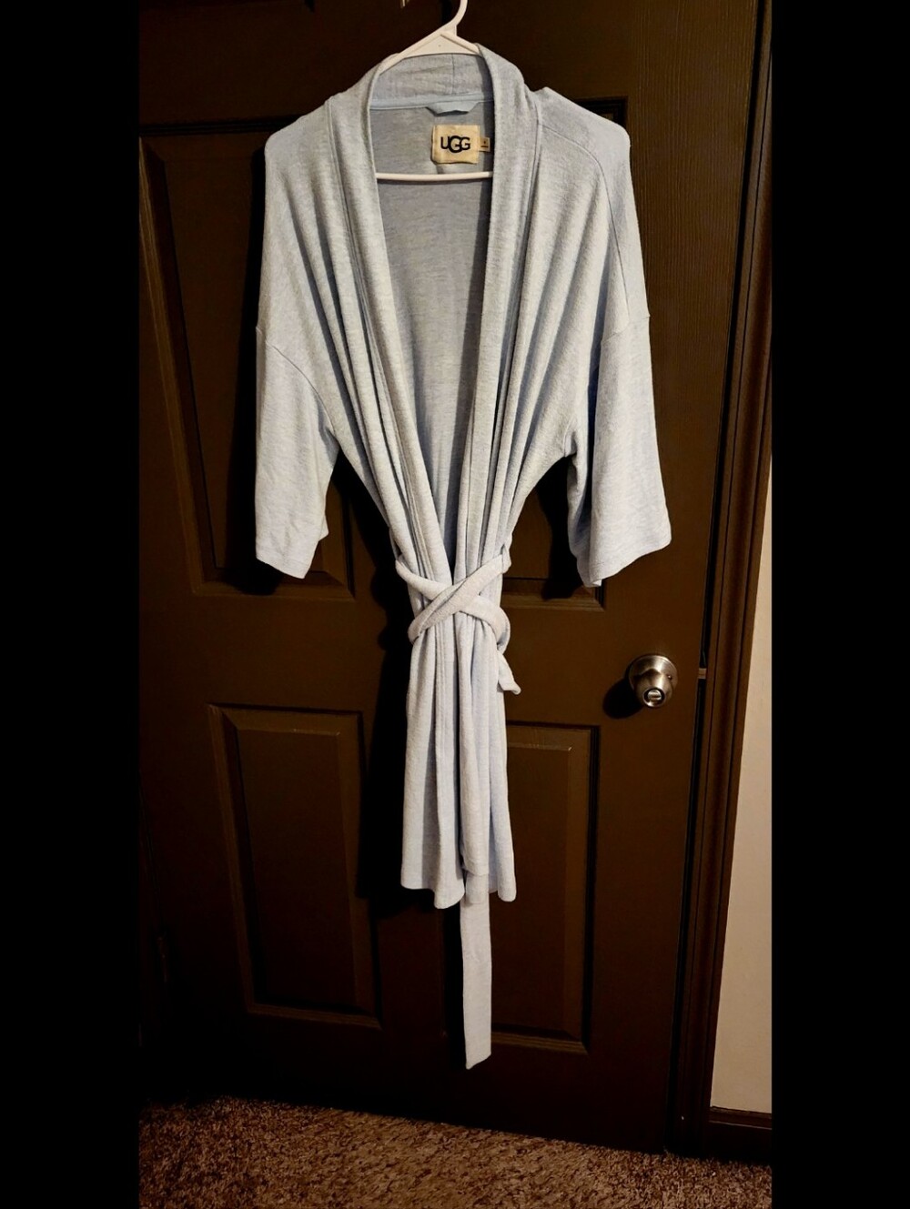 UGG Light Blue Cotton Blend Robe with Belt